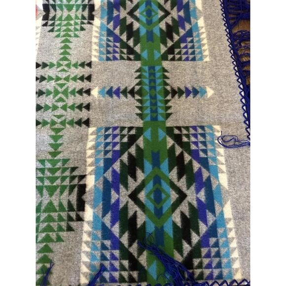 Antique Beaver State Pendleton Oregon Wool Aztec Blanket Fringe Robes & Shawls - Picture 2 of 3